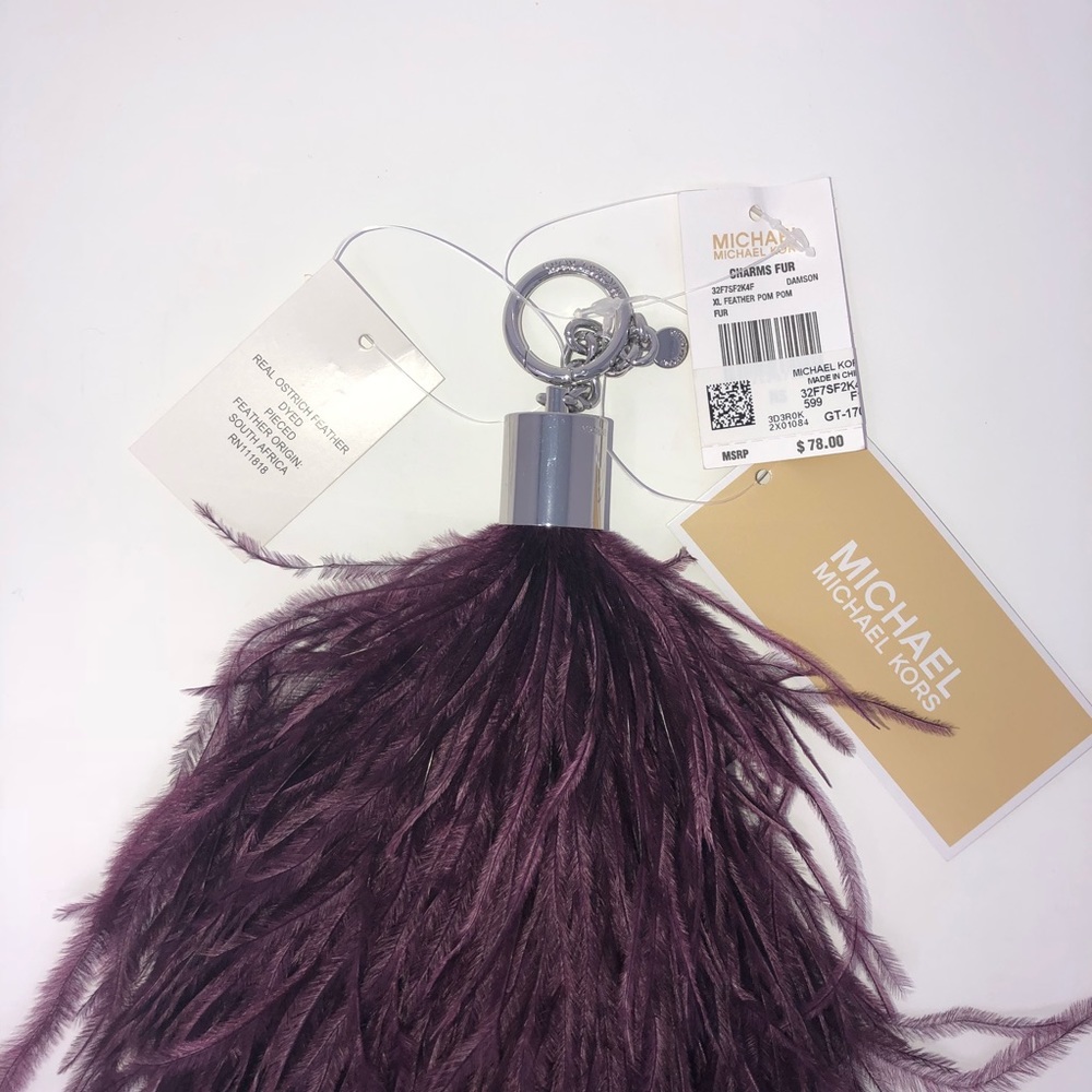 NWT Michael Kors Ostrich Key Chain Fob - Picture 4 of 5